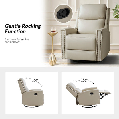 Poltrona reclinabile girevole Fiacro 30.31Wide Modern in vera pelle con schienale alto e finiture con borchie