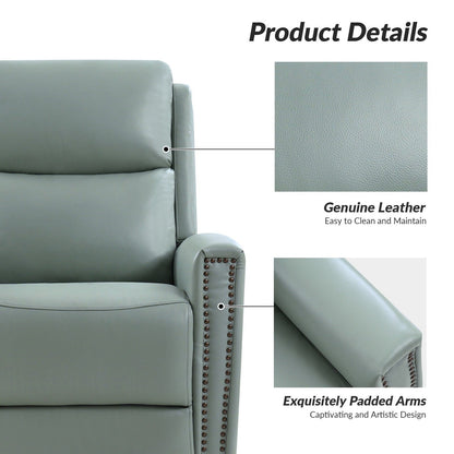 Poltrona reclinabile girevole Fiacro 30.31Wide Modern in vera pelle con schienale alto e finiture con borchie