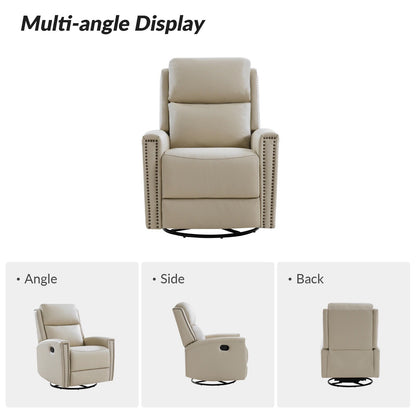 Poltrona reclinabile girevole Fiacro 30.31Wide Modern in vera pelle con schienale alto e finiture con borchie