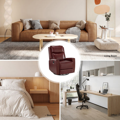 Poltrona reclinabile girevole Fiacro 30.31Wide Modern in vera pelle con schienale alto e finiture con borchie