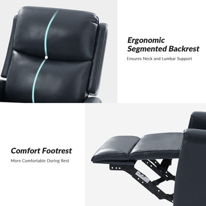 Poltrona reclinabile girevole Fiacro 30.31Wide Modern in vera pelle con schienale alto e finiture con borchie