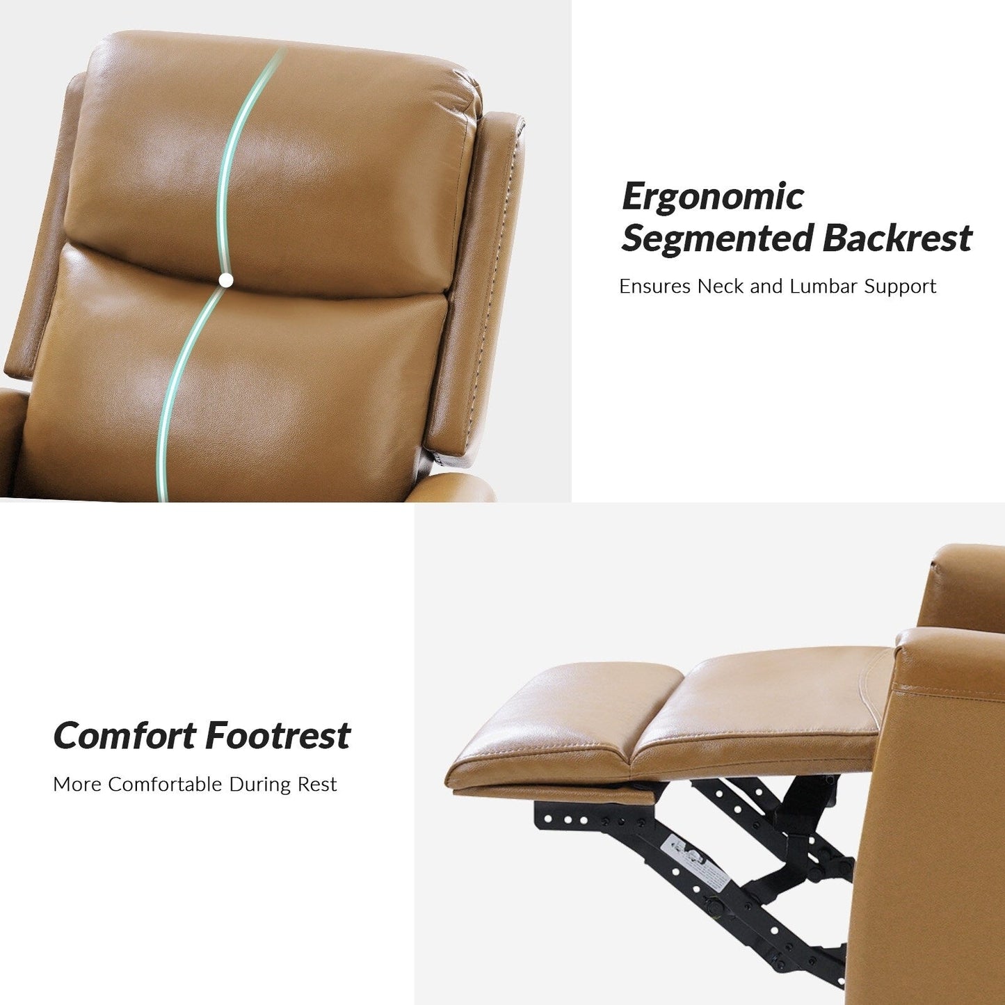 Poltrona reclinabile girevole Fiacro 30.31Wide Modern in vera pelle con schienale alto e finiture con borchie