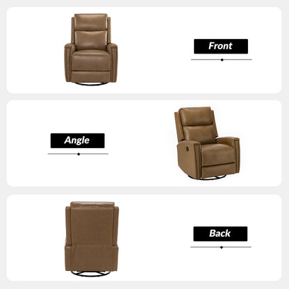 Poltrona reclinabile girevole Fiacro 30.31Wide Modern in vera pelle con schienale alto e finiture con borchie