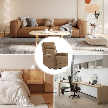 Poltrona reclinabile girevole Fiacro 30.31Wide Modern in vera pelle con schienale alto e finiture con borchie