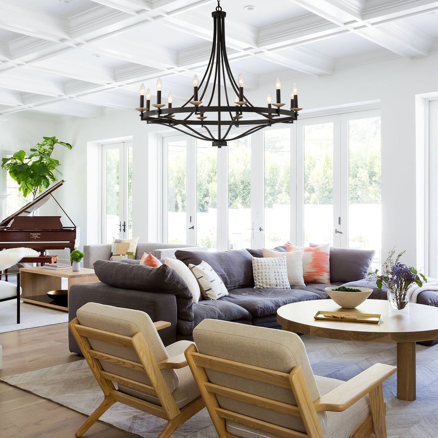 Lampadario Fidenza a 12 luci in stile Impero moderno in stile fattoria con UL - D40'' * H135''