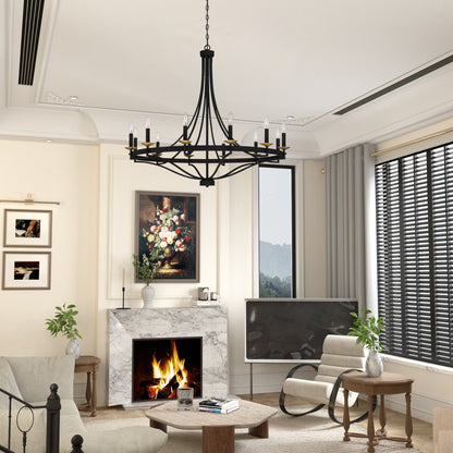 Lampadario Fidenza a 12 luci in stile Impero moderno in stile fattoria con UL - D40'' * H135''