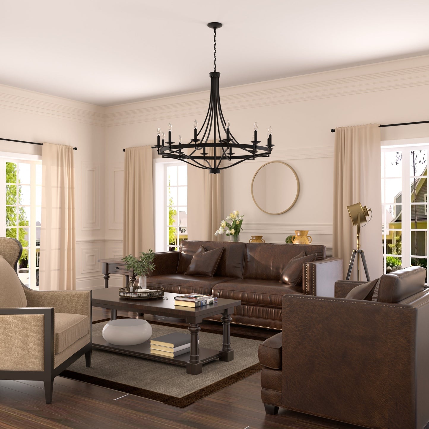 Lampadario Fidenza a 12 luci in stile Impero moderno in stile fattoria con UL - D40'' * H135''