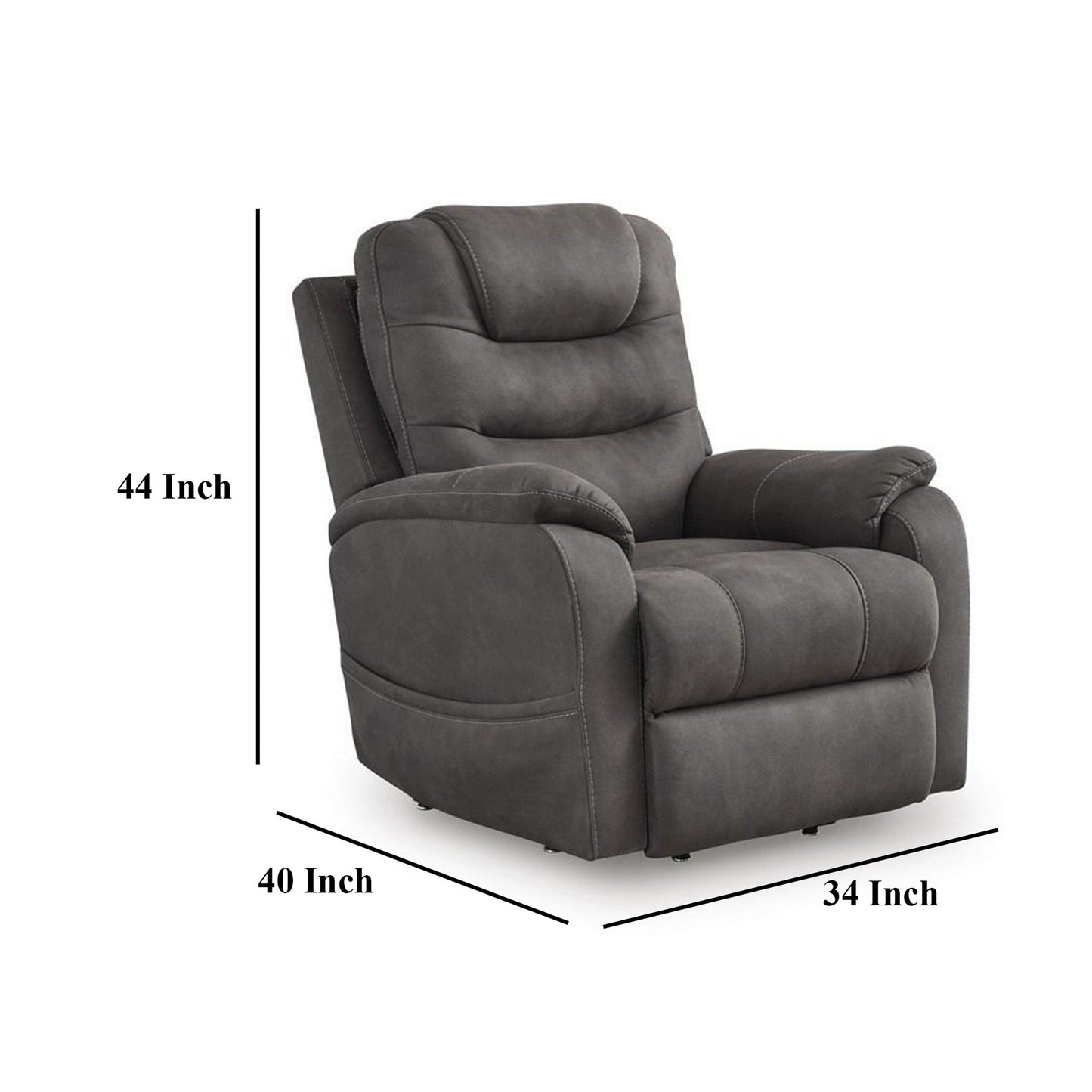 Poltrona reclinabile elettrica Fily, massaggio termico, 40 pollici, in similpelle grigia