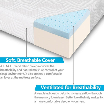 Materasso in memory foam rigido 10 con 2 cuscini in gel gratuiti