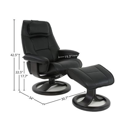 Poltrona reclinabile in pelle e pouf Fjords Admiral R