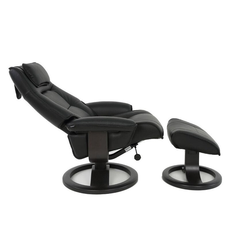 Poltrona reclinabile in pelle e pouf Fjords Admiral R