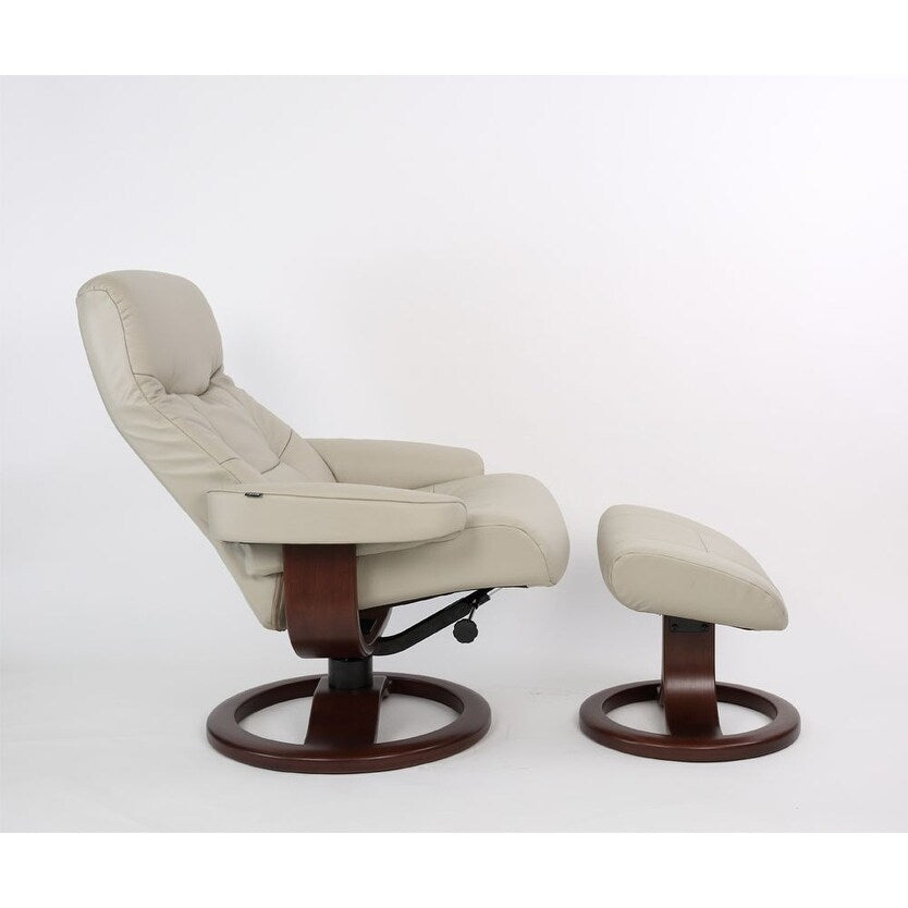 Poltrona reclinabile e pouf in pelle Muldal Fjords