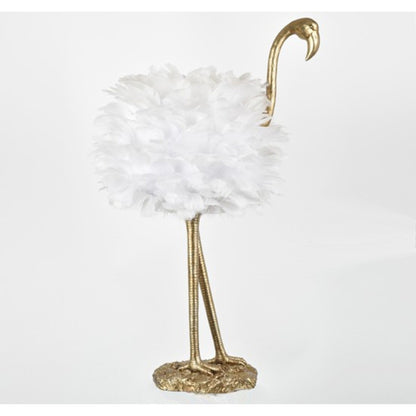 Lampada da tavolo Flamingo - Bianco e oro - 30,5 H - 30H x 19W x 14D