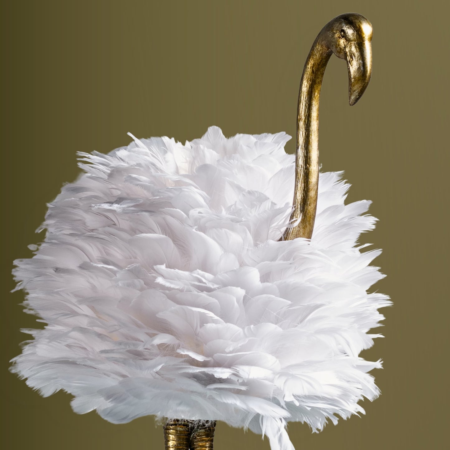 Lampada da tavolo Flamingo - Bianco e oro - 30,5 H - 30H x 19W x 14D
