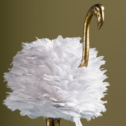Lampada da tavolo Flamingo - Bianco e oro - 30,5 H - 30H x 19W x 14D