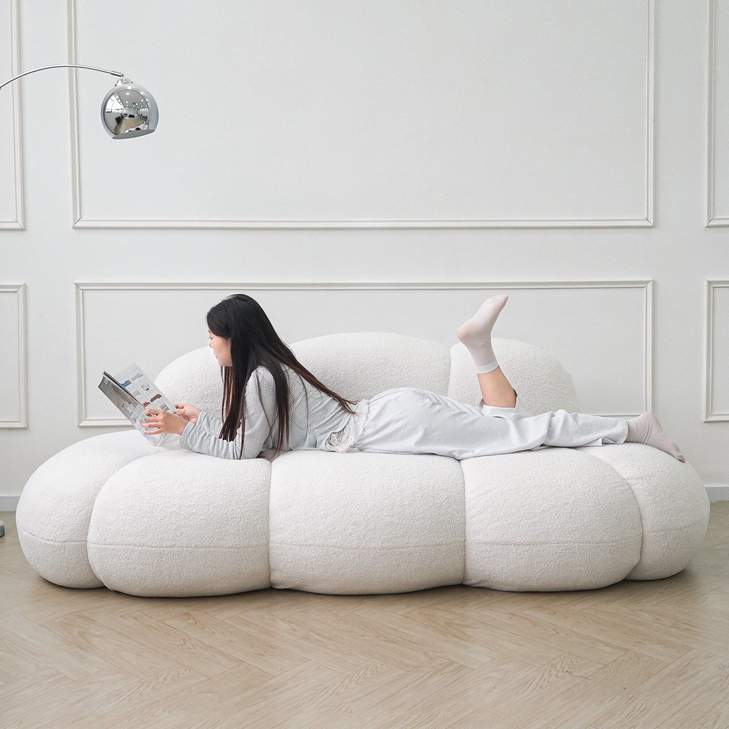 Divano da pavimento, divano moderno a due posti, divani rotondi da pavimento Lazy Sofa, divani senza imbottitura in memory foam per soggiorno e appartamento