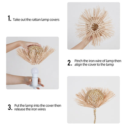 Lampada da terra pastorale con luce notturna a LED in rattan intrecciato a mano - 27,9 cm di larghezza x 130 cm di altezza