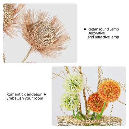 Lampada da terra pastorale con luce notturna a LED in rattan intrecciato a mano - 27,9 cm di larghezza x 130 cm di altezza