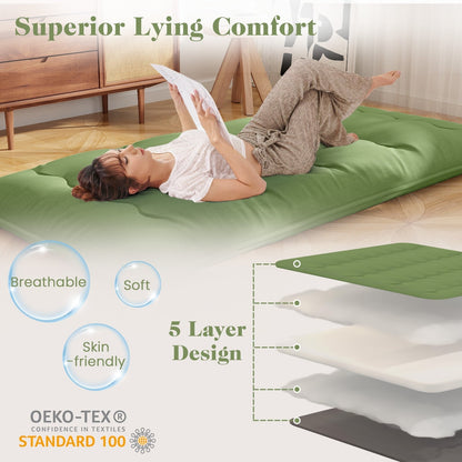 Materasso pieghevole da pavimento per dormire con borsa portaoggetti