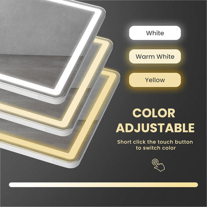 Specchio da terra con luce LED, specchio a figura intera 64 x 21 con supporto, specchio sospeso, specchio da parete, specchio a figura intera