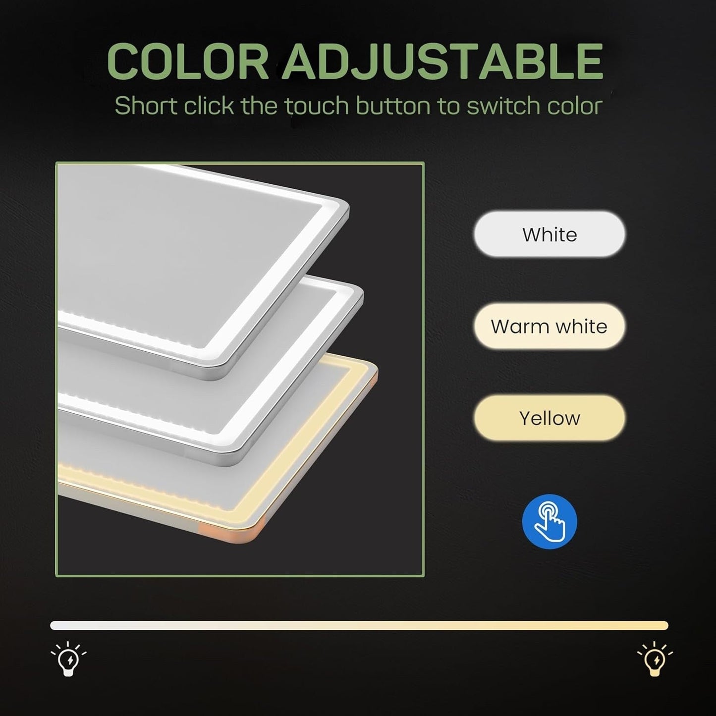 Specchio da terra con luce LED, specchio a figura intera 64 x 21 con supporto, specchio sospeso, specchio da parete, specchio a figura intera