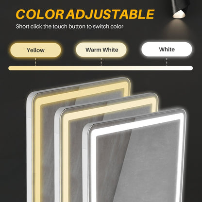 Specchio da terra con luce LED, specchio a figura intera 64 x 21 con supporto, specchio sospeso, specchio da parete, specchio a figura intera