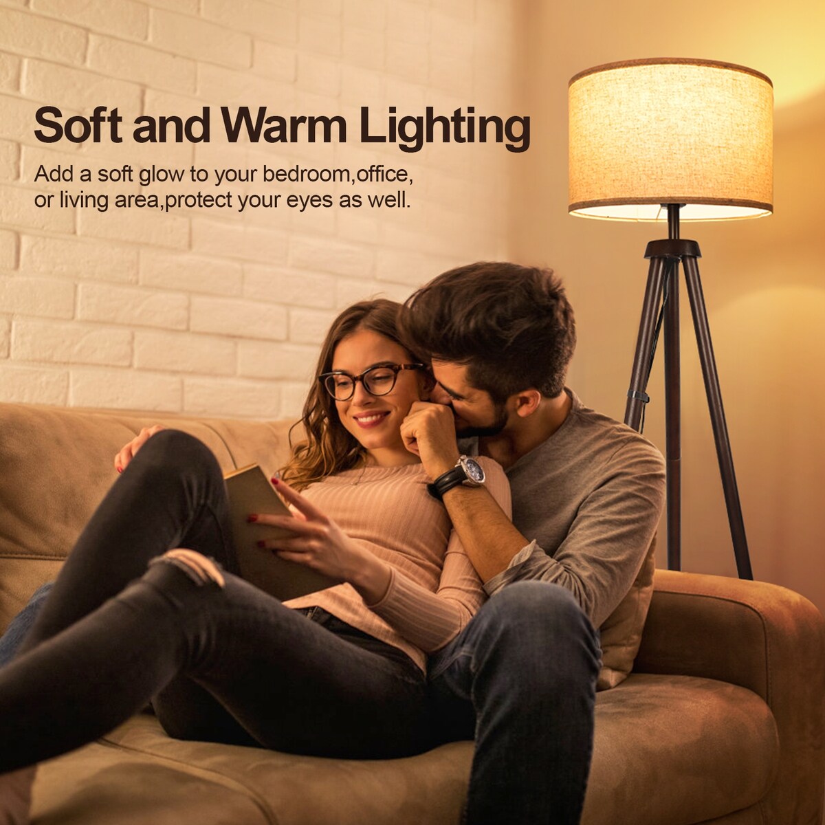 Lampada da terra con treppiede in noce nero da 63 pollici e gambe in legno massello