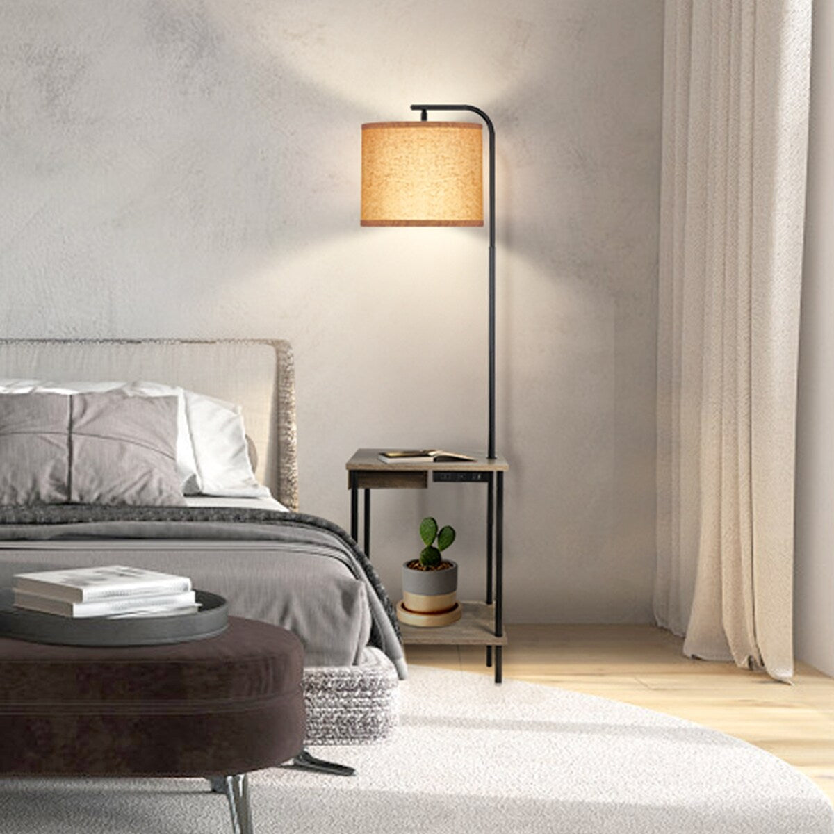 Lampada da terra da 62 pollici con scrivania portariviste - Stile cassetto