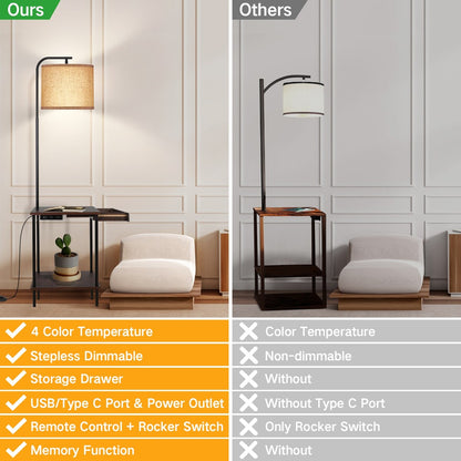 Lampada da terra da 62 pollici con scrivania portariviste - Stile cassetto