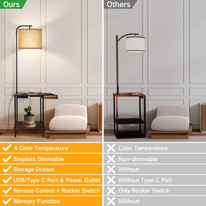 Lampada da terra da 62 pollici con scrivania portariviste - Stile cassetto