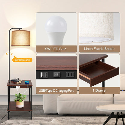 Lampada da terra da 62 pollici con scrivania portariviste - Stile cassetto