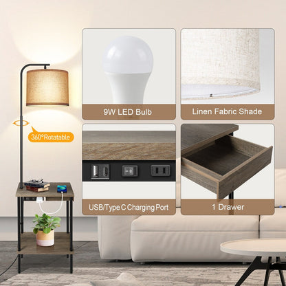 Lampada da terra da 62 pollici con scrivania portariviste - Stile cassetto