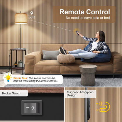 Lampada da terra da 62 pollici con tavolino quadrato porta riviste - noce