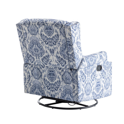 Poltrona reclinabile manuale in lino floreale con poggiapiedi, set da 2