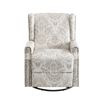 Poltrona reclinabile manuale in lino floreale con poggiapiedi, set da 2