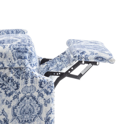 Poltrona reclinabile manuale in lino floreale con poggiapiedi, set da 2