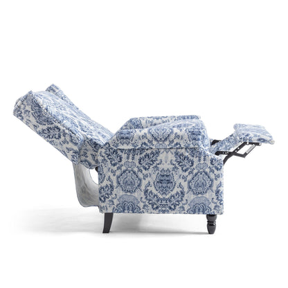 Poltrona reclinabile manuale in lino floreale con poggiapiedi, set da 2