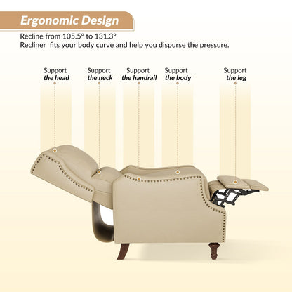 Poltrona reclinabile Florens in vera pelle con finiture a borchie di HULALA HOME