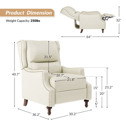 Poltrona reclinabile Florens in vera pelle con finiture a borchie di HULALA HOME