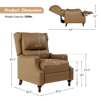 Poltrona reclinabile Florens in vera pelle con finiture a borchie di HULALA HOME