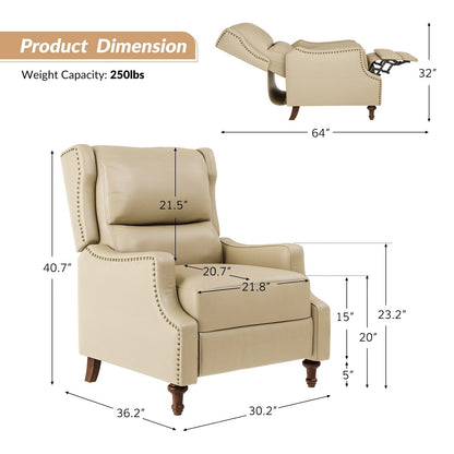 Poltrona reclinabile Florens in vera pelle con finiture a borchie di HULALA HOME