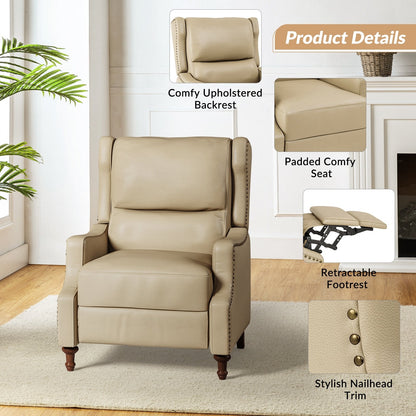 Poltrona reclinabile Florens in vera pelle con finiture a borchie di HULALA HOME