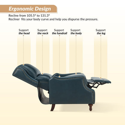 Poltrona reclinabile Florens in vera pelle con finiture a borchie di HULALA HOME