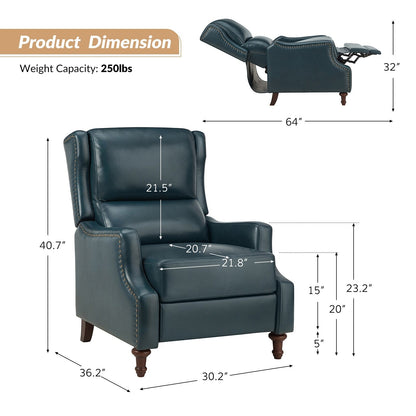 Poltrona reclinabile Florens in vera pelle con finiture a borchie di HULALA HOME