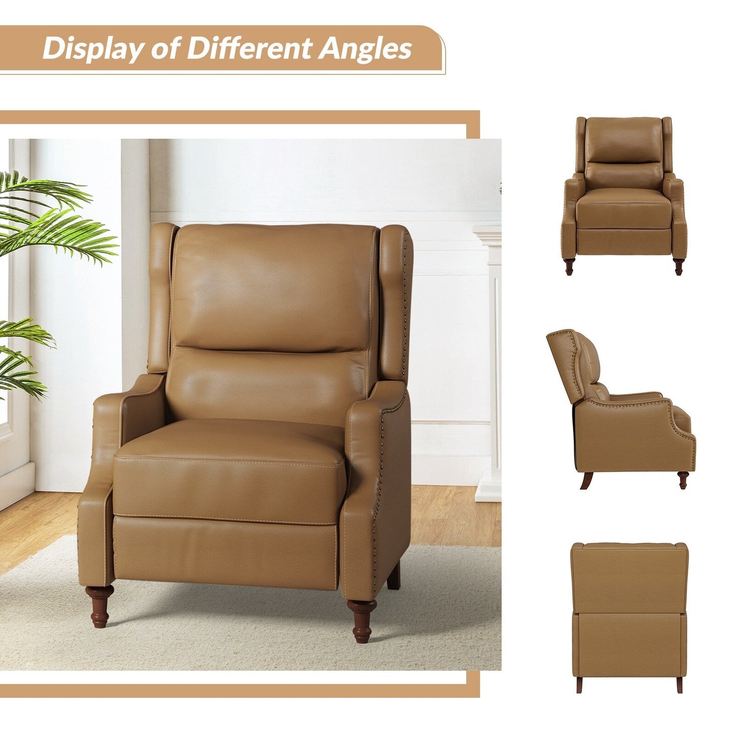 Poltrona reclinabile Florens in vera pelle con finiture a borchie di HULALA HOME