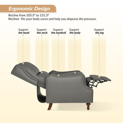 Poltrona reclinabile Florens in vera pelle con finiture a borchie di HULALA HOME