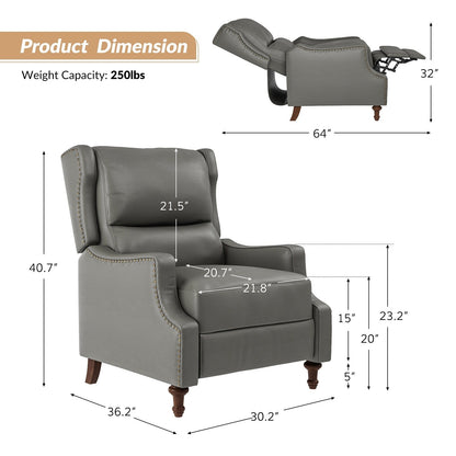 Poltrona reclinabile Florens in vera pelle con finiture a borchie di HULALA HOME