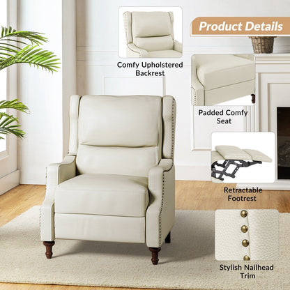 Poltrona reclinabile Florens in vera pelle con finiture a borchie di HULALA HOME