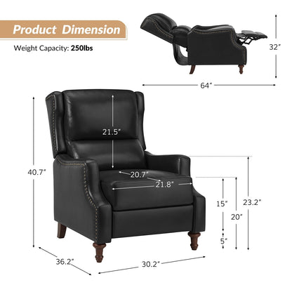 Poltrona reclinabile Florens in vera pelle con finiture a borchie di HULALA HOME