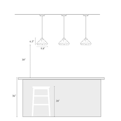 Lampadari moderni Flyn a sospensione per isola da cucina in vetro Mercury a 1 luce